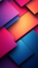 Layered neon gradients form overlapping geometric planes