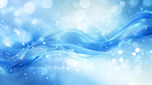Abstract blue wave with bokeh lights in a soft modern style.