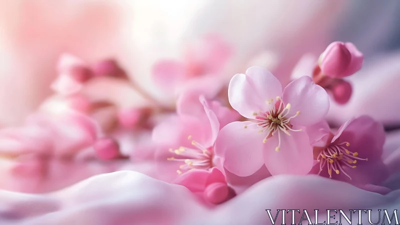 Pink Cherry Blossoms in Soft Focus Bloom.
