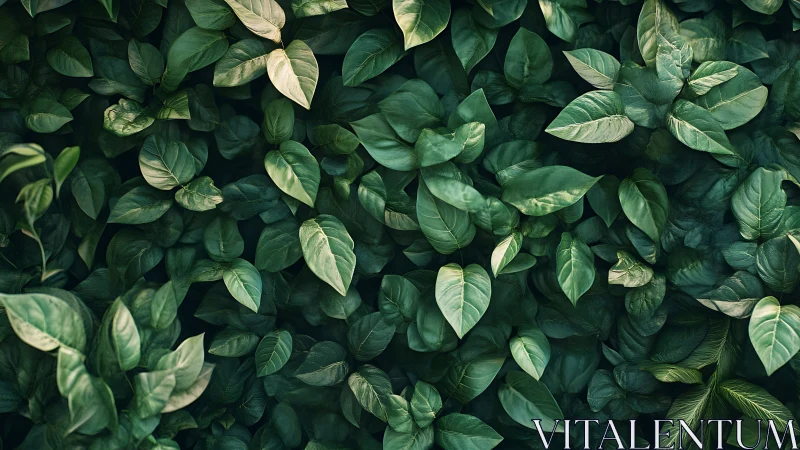 Dense overlapping green foliage in uniform top view frame.