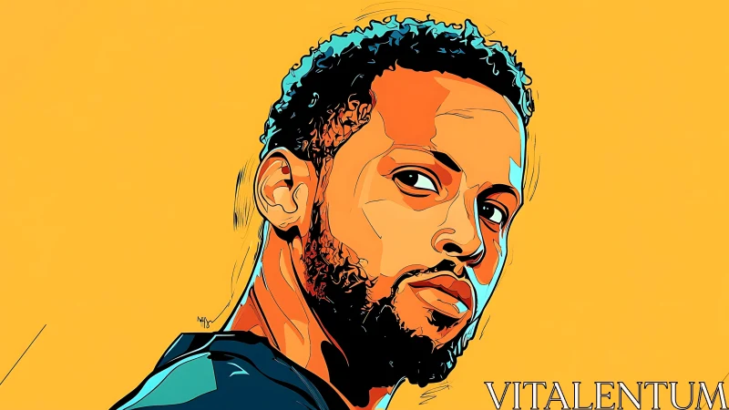 Vector portrait isolates male head with bold contour segmentation