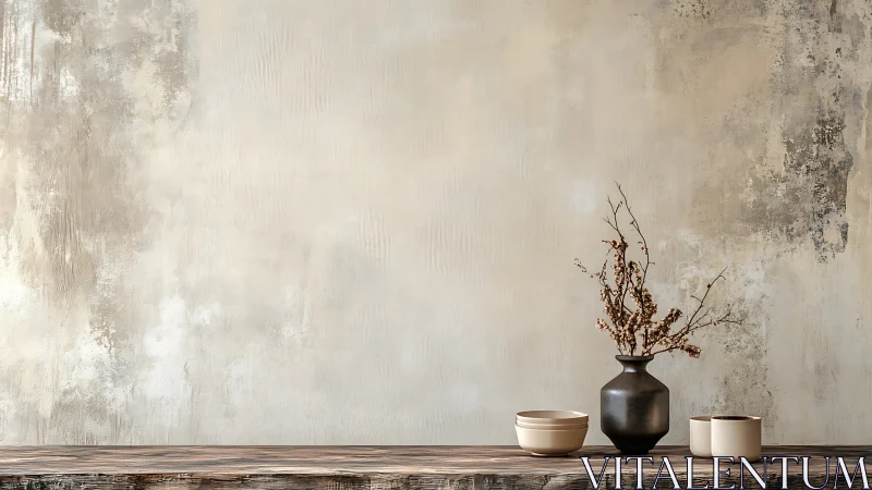 Rustic ceramic still life quietly choreographs soft neutral calm