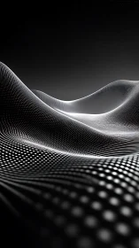Abstract digital wavefield forms luminous dotted landscape