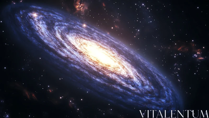 Spiral galaxy disc in oblique view, luminous core emphasis.