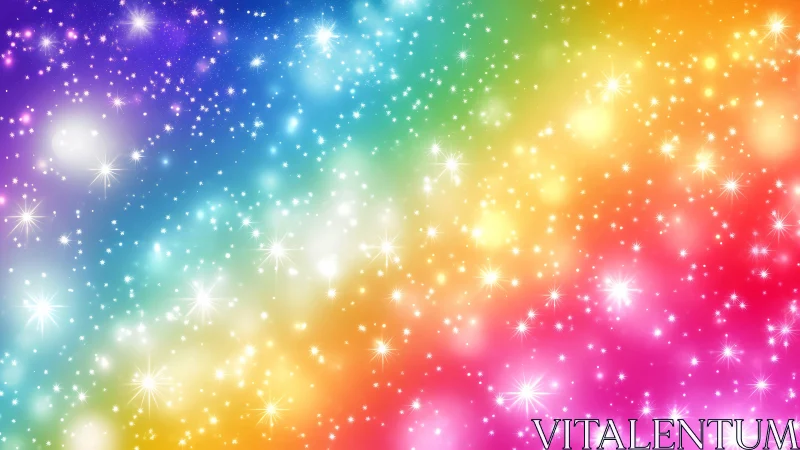 Star-sprinkled rainbow cosmos spilling glittering daydreams.
