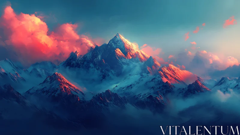 Digital rendering shows illuminated alpine mountain range
