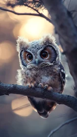 Moonlit fluff scholar perches with galaxy-bright owl eyes