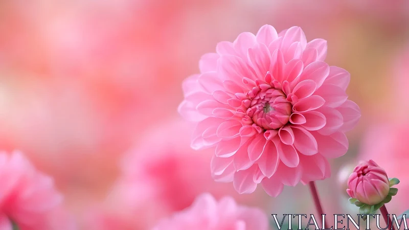 Pink Dahlia Bloom: Layered Petals in Botanical Close-up.