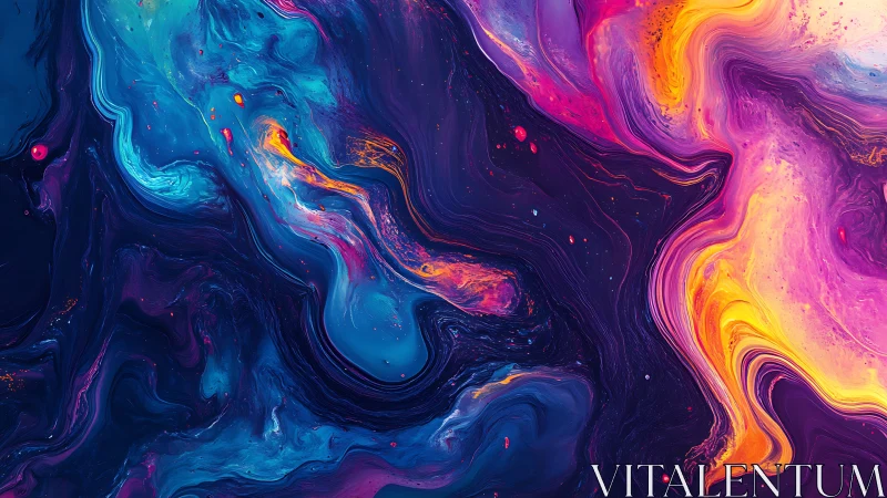 Cosmic paint rivers swirl through neon dusk and electric dawn.