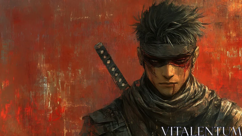 Silent dusk warrior wrapped in crimson storms of memory.