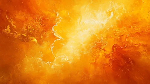 Vibrant Abstract Orange and Yellow Swirl Digital Art Painting.