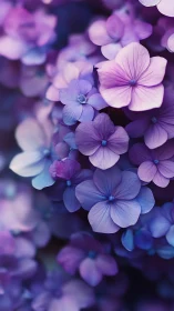 Purple Hydrangea Flowers in Soft Focus.