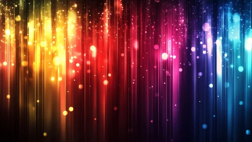 Vivid multicolor abstract light streaks with glowing bokeh effects.
