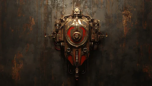 Rusty mechanical heart glowing with quiet sci fi mystery.