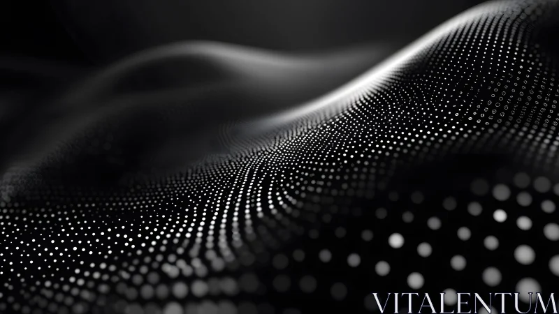 Abstract Black Wave with White Dots in Futuristic Digital Style.