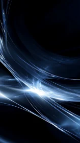 Radiant blue energy streams curving across deep void.