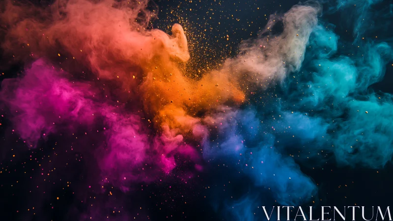 Chromatic powder explosion captures dynamic motion in space