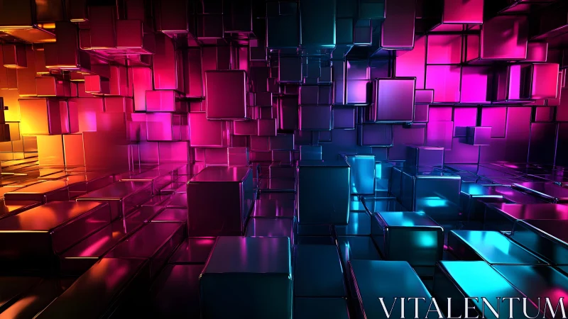 Vibrant 3D Cubes Abstract Digital Art with Neon Gradient Lighting. Vibrant 3D Cubes Abstract Digital Art with Neon Gradient Lighting.
