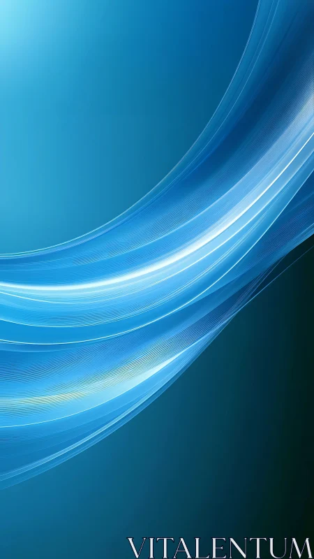 Curved blue light ribbons sweep across deep gradient field