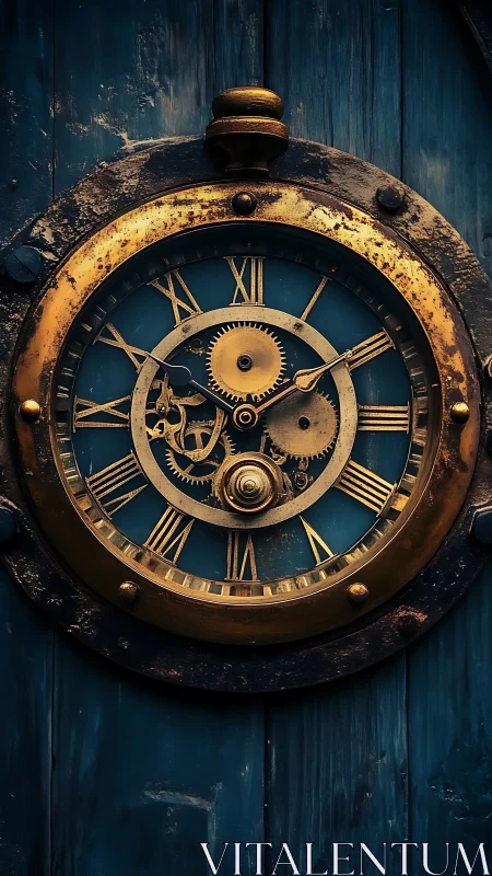 Weathered brass clock warmly reveals its ticking secrets