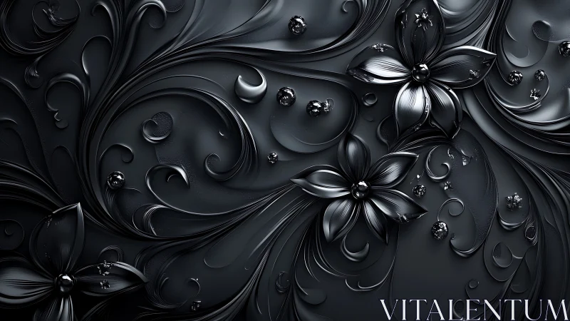 Silken midnight blooms swirling in sculpted shadowed petals.