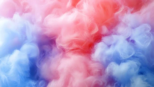 Cottony pink and blue vapor cloud in soft diffusion field.
