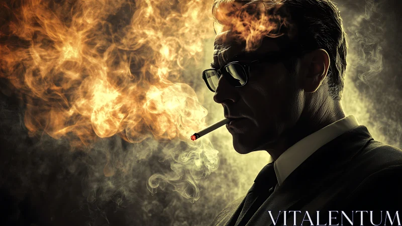 Smoke-crowned silhouette studies firelight on a quiet exhale