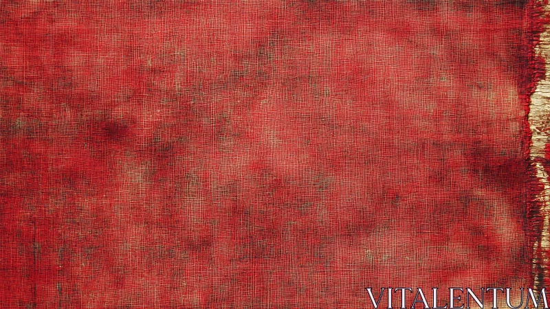 Weathered red fabric texture with worn frayed border detail.