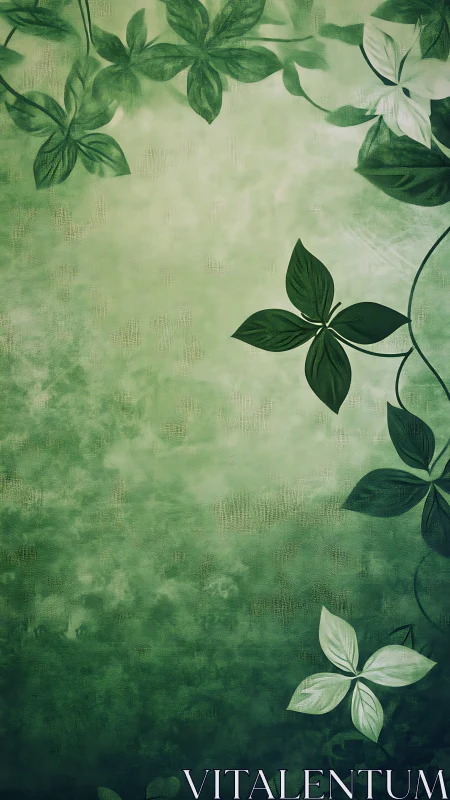 Whispering ivy blooms drift across misty green hushscape.