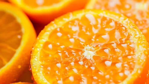 Juicy orange slices glisten with fresh, vibrant citrus energy