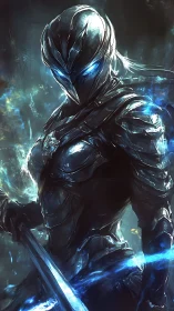 Bladeborn specter in electric armor storms the void.