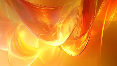 Vivid flowing orange and yellow abstract digital artwork.