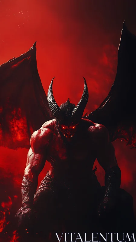 Horned infernal demon rendered in high-contrast digital painting