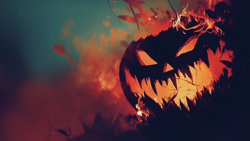 Combustive jack o lantern with high contrast spectral glow.
