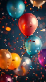 Glowing Balloons Float Through Exploding Confetti.