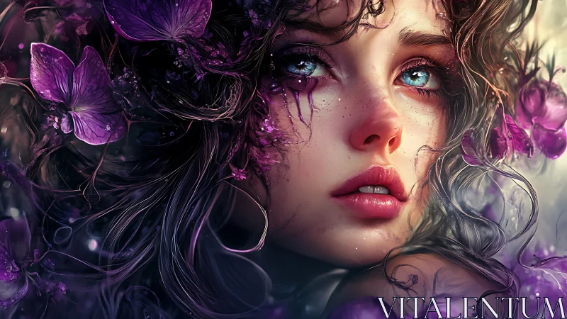 Violet blossoms cradle a starlit gaze in quiet wonder