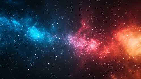 Cosmic river braids blue and ember light across void