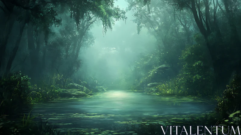 Emerald Sanctuary: Where Mist Meets Mirror Water.