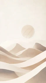 Minimal desert dunes curve under soft monochrome sun