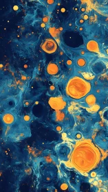 Solar amber whirlpools adrift in midnight indigo tides.