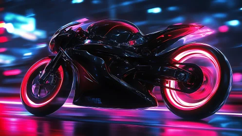 Neon storm racer slicing through electric midnight streets.