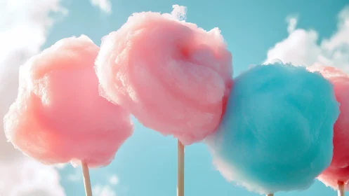 Cotton candy against bright turquoise sky.