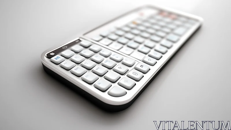 Compact wireless keyboard displayed at angled perspective.