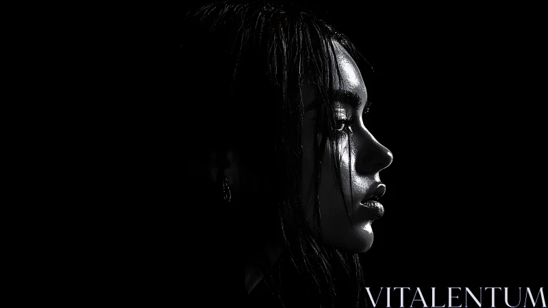 High-contrast profile portrait in extreme side lighting study.