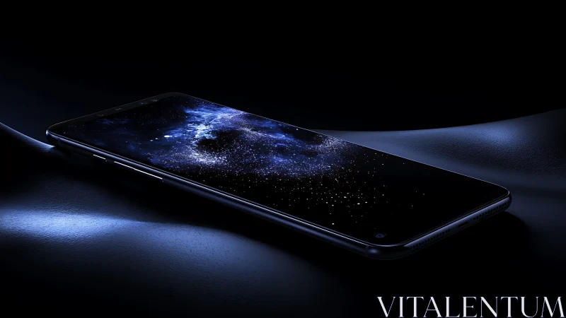 Galaxy-inspired smartphone display glows in deep shadows.