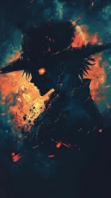 Fiery wanderer steps from the shadows in a blaze of color