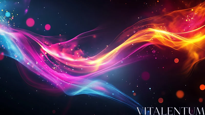 Colorful light waves drifting through a dreamy night sky.