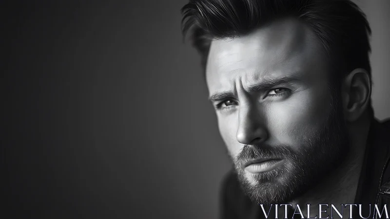 Thoughtful bearded portrait with gentle, expressive focus.