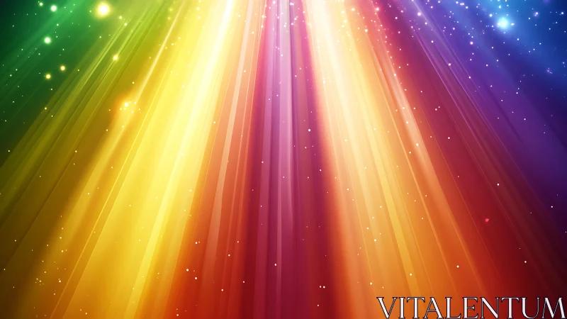 Multicolored diagonal light beams intersect across gradient field