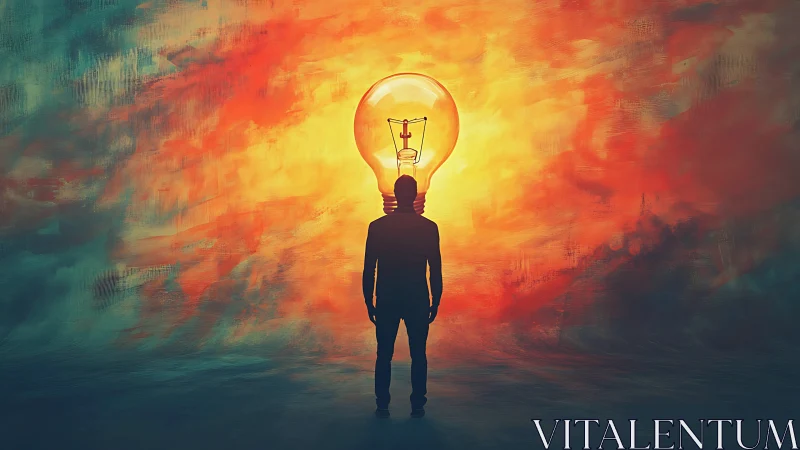 Glow of a new idea surrounding a quiet silhouette.